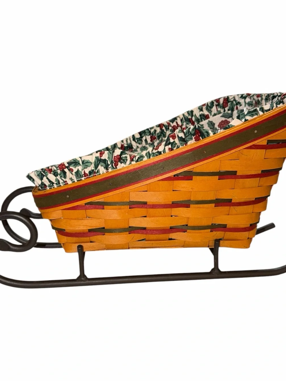 VINTAGE Longaberger Sleigh Basket with Protector & 2 Liners